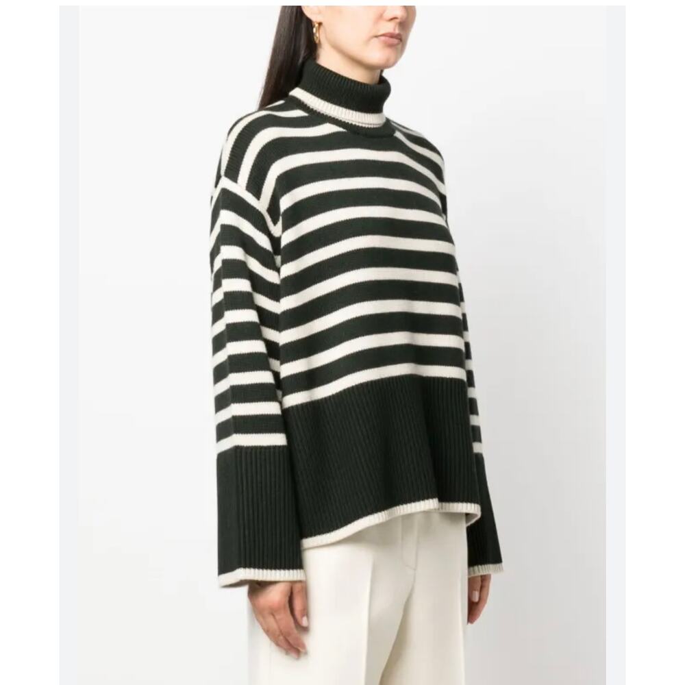 TOTEME XXS Striped wool-cotton jumper Green/Ivory 	XXS -